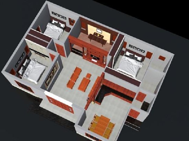 
Bản vẽ 3D nhà cấp 4 mái thái 3 phòng ngủ
