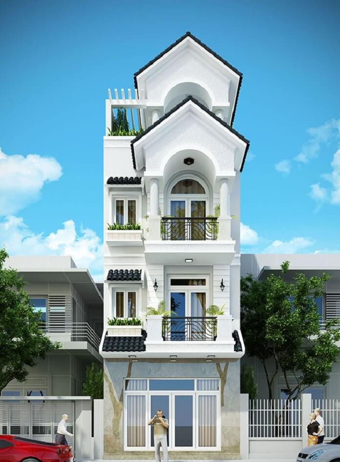 
Phối cảnh nhà 3 tầng 1 tum kiểu Pháp
