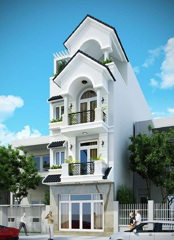 
Mặt tiền nhà 3 tầng 1 tum kiểu Pháp
