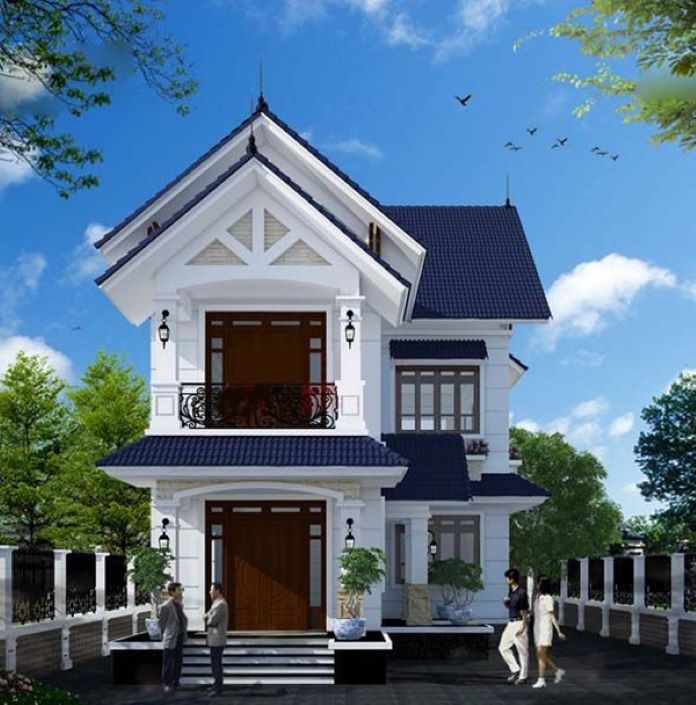 Phối cảnh mặt tiền mẫu nhà 500 triệu chữ L ở nông thôn