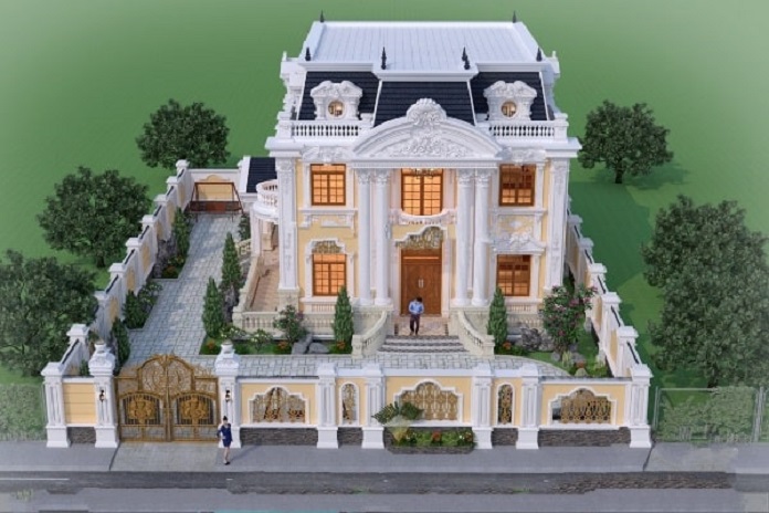 
Nhà kiểu Pháp 2 tầng 1 tum hiện đại
