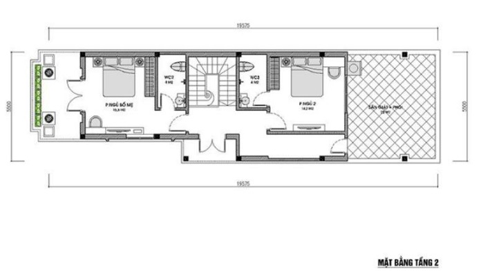 
Mặt bằng tầng 2

