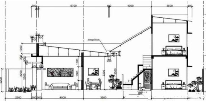 Mặt bằng thiết kế nhà ống 1 tầng có gác lửng