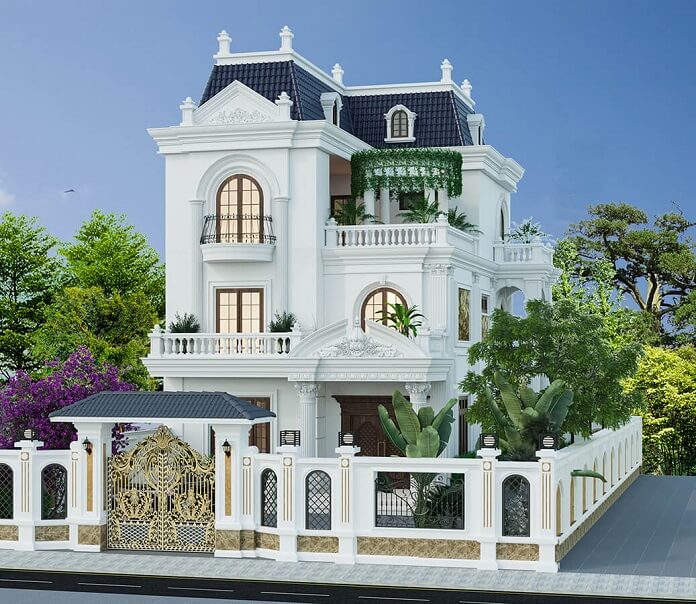 
Mặt tiền nhà kiểu Pháp 3 tầng
