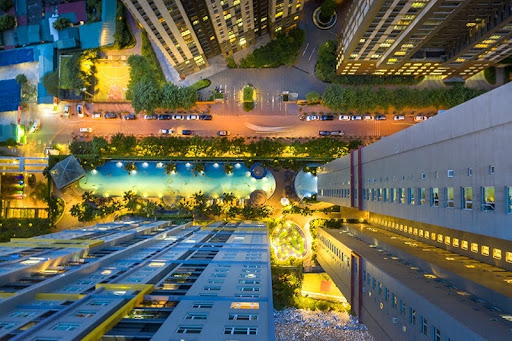 Hình chụp trên cao của dự án Seasons Avenue khi về đêm