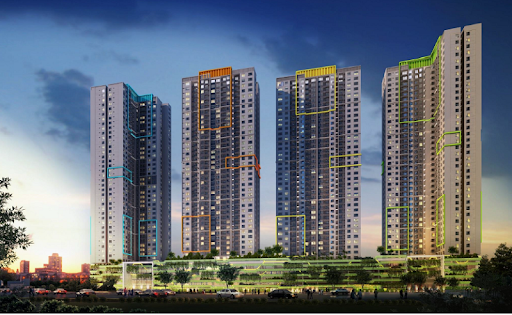 Hình chụp từ xa của 4 tòa nhà chính trong dự án Seasons Avenue