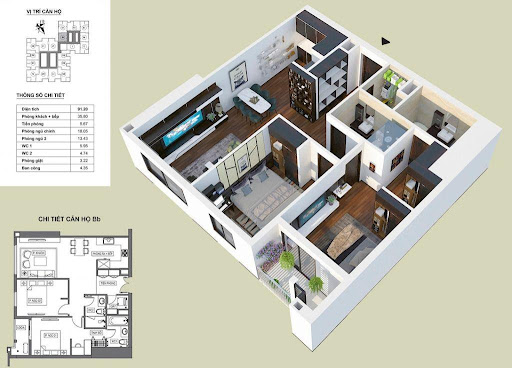 
Mặt bằng căn hộ Bb
