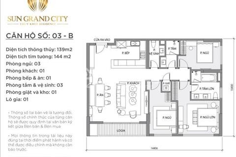 
Mặt bằng căn hộ số 03 của dự án Sun Grand City
