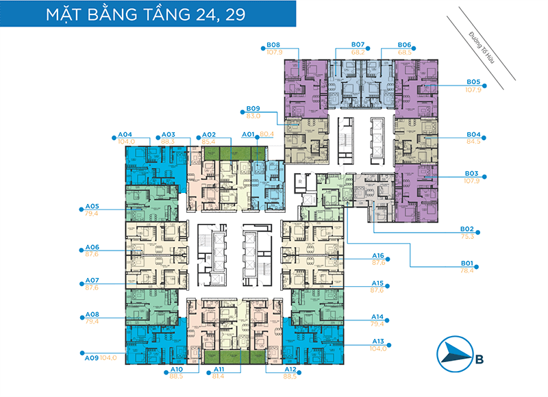 
Mặt bằng tầng 24 - 29
