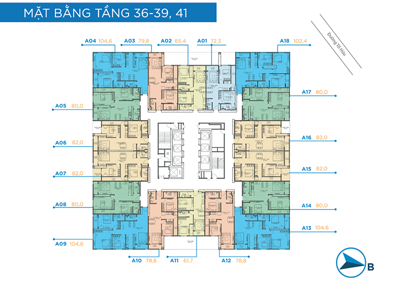 
Mặt bằng tầng 36 - 39
