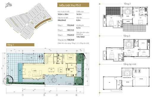 
Mặt bằng thiết kế biệt thự mẫu P5 – 2
