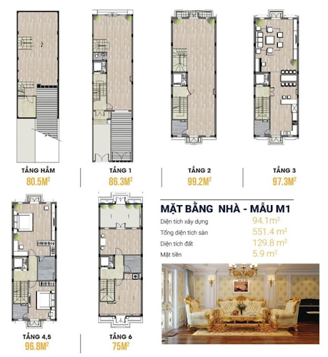 
Mặt bằng thiết kế căn hộ shophouse
