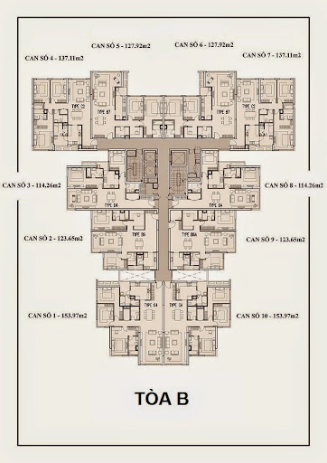 
Mặt bằng thiết kế tòa B
