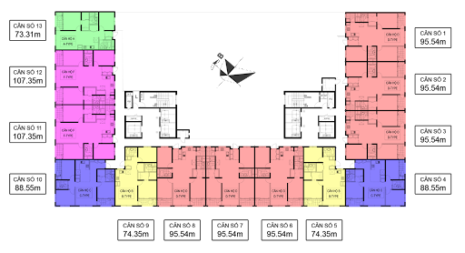 
Mặt bằng tòa CT4 tại chung cư Booyoung
