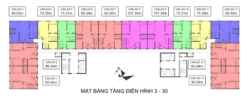 
Mặt bằng tòa CT7 của chung cư Booyoung
