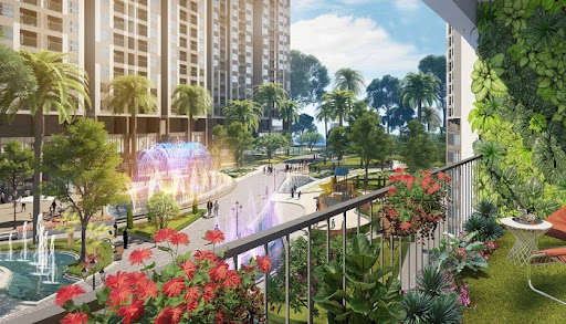 
Một góc trong dự án Imperia Garden được bao bọc bởi cây cối
