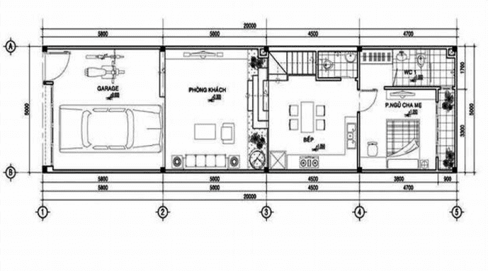 
Mặt bằng tầng 1
