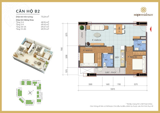 
Thiết kế căn hộ B2 Nhà ở xã hội Hope Residence Phúc Đồng
