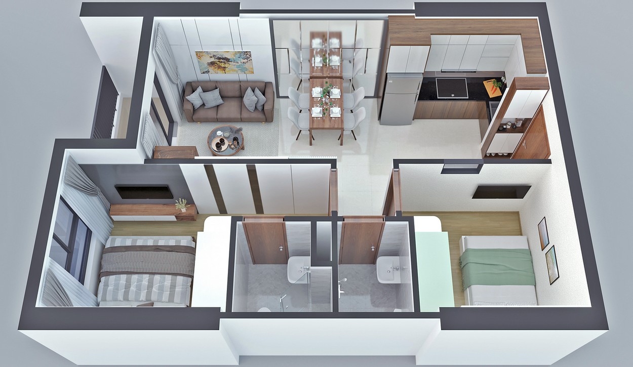
Thiết kế căn hộ Bcons Sala mẫu A1
