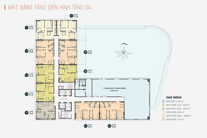 
Sơ đồ mặt bằng tầng 4 dự án
