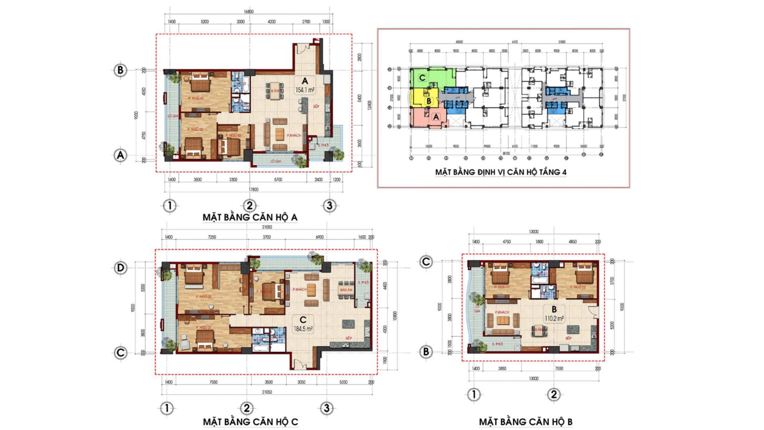  Thiết kế căn hộ A-B-C