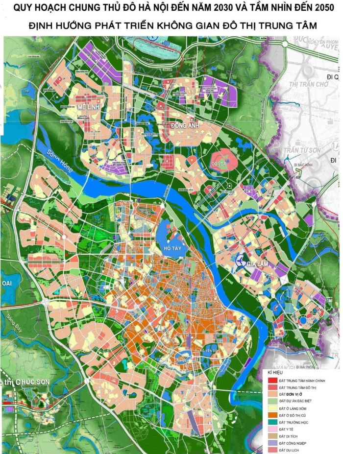  Bản đồ quy hoạch Hà Nội đến năm 2030 và tầm nhìn đến 2050.