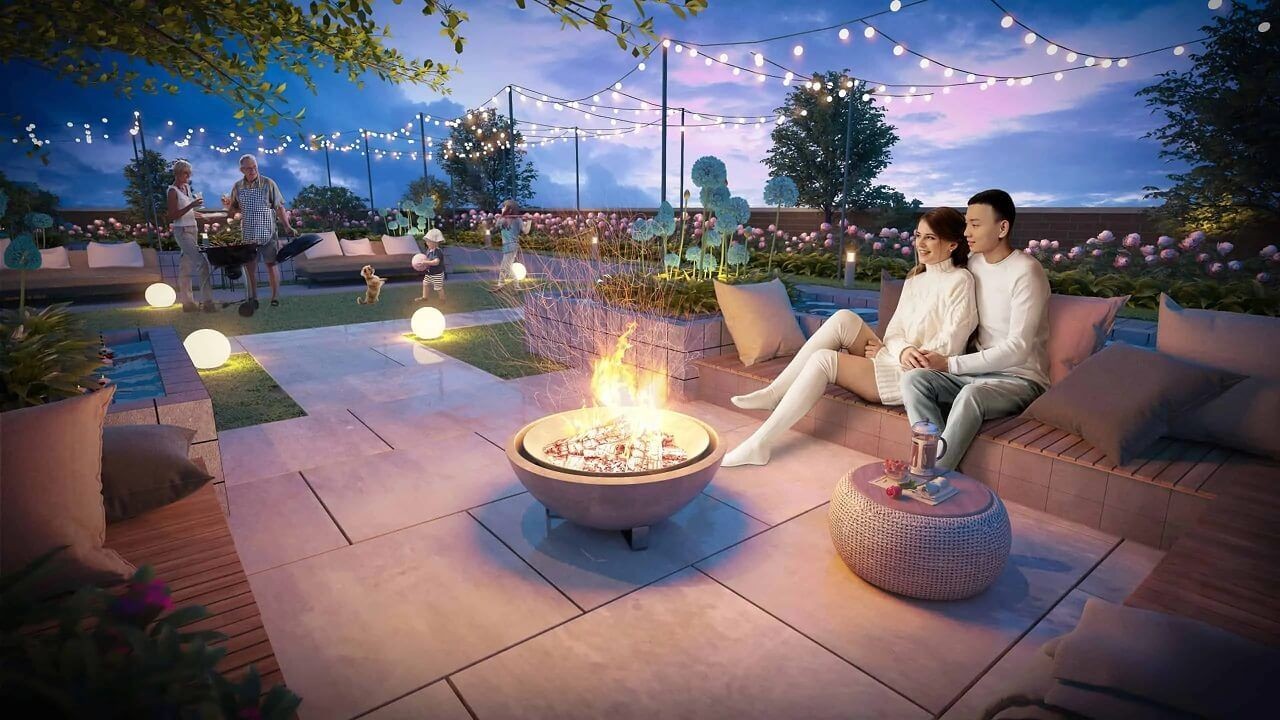 Khu vực sân nướng BBQ trên không rộng rãi, thoáng mát