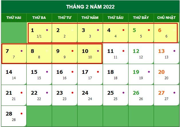 
Mùng 1 Tết 2022 vào ngày 1 tháng 2 năm 2022 dương lịch. Ảnh: minh họa
