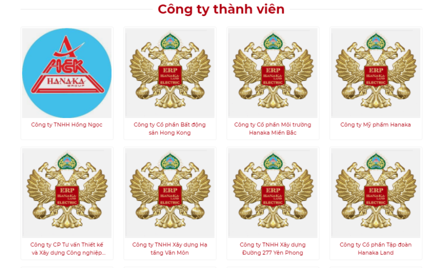 
Các công ty thành viên của Tập đoàn Hanaka
