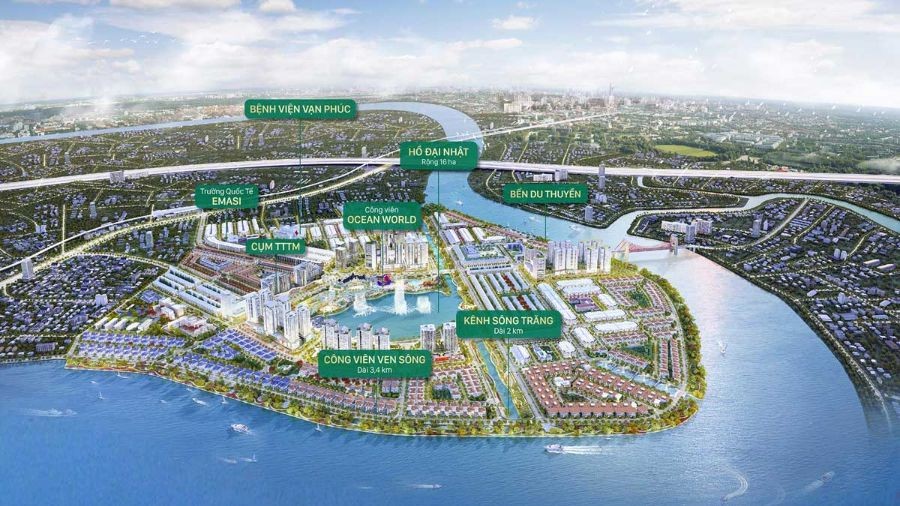 
Dự án Vạn Phúc City với quy mô 198ha nằm ngay ven sông Sài Gòn
