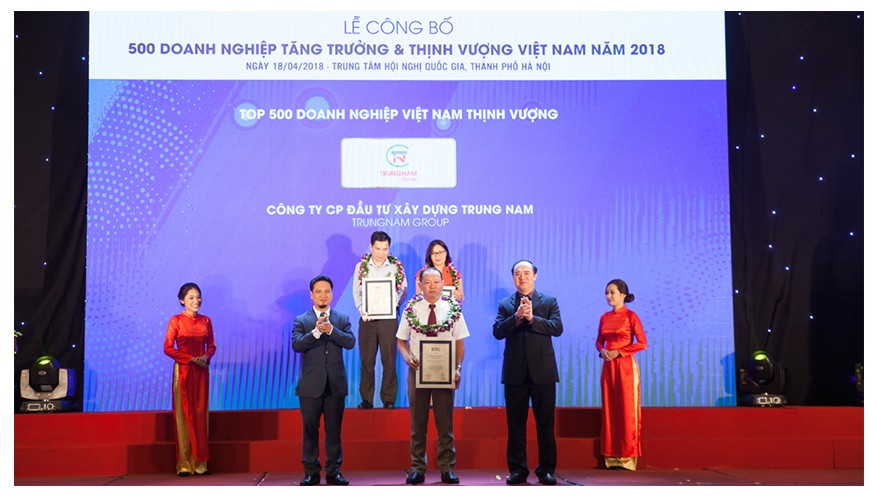 
Công ty CP đầu tư xây dựng Trung Nam nằm trong Top 500 Doanh nghiệp Việt Nam thịnh vượng năm 2018
