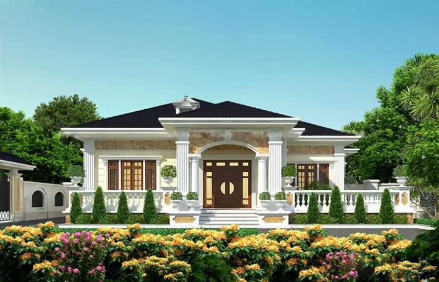 Nhà vườn 1 tầng kiến trúc Pháp không gian xanh mát