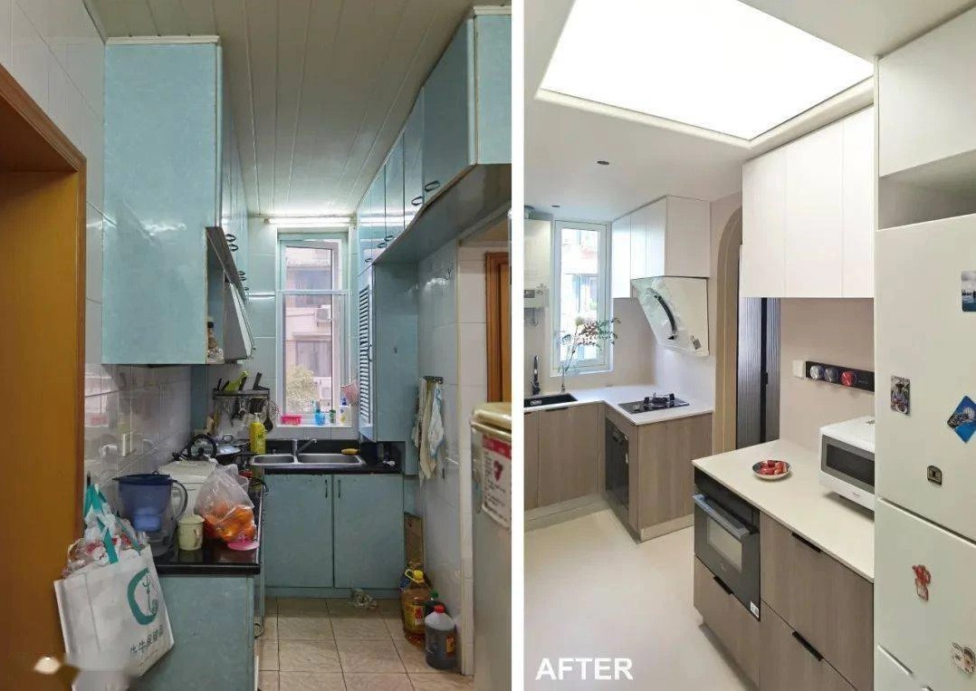 

Gian bếp trước và sau khi được cải tạo
