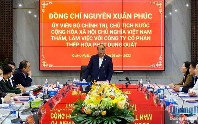 
Chiều ngày 16/2/2021, Công ty cổ phần Thép Hòa Phát Dung Quất đã đón Chủ tịch nước Nguyễn Xuân Phúc cùng Đoàn công tác đến thăm và làm việc, động viên công nhân và người lao động nhân dịp đầu năm Nhâm Dần 2022.
