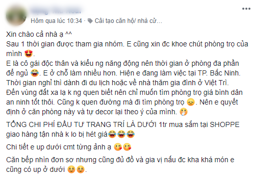 



Thu Hoài vui vẻ chia sẻ quá trình thay đổi diện mạo căn phòng trọ

