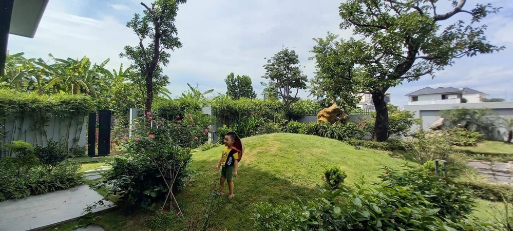 

Quả đồi nhỏ xuất hiện trong khoảng sân vườn theo “yêu cầu” của cô con gái cả, trở thành điểm nhấn cho khuôn viên sân vườn, cả gia đình thường đọc sách, vui chơi cùng nhau
