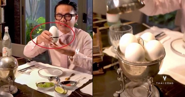 Thưởng thức hột vịt lộn giá 5 nghìn bằng bộ dụng cụ hơn 50 triệu của NTK Thái Công đúng là chuyện chỉ có người giàu mới làm được