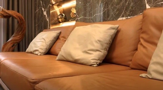 
Bộ sofa và bàn gỗ có mức giá khoảng 400 triệu đồng, góp phần thể hiện sự xa hoa, sang chảnh của phòng khách.&nbsp;
