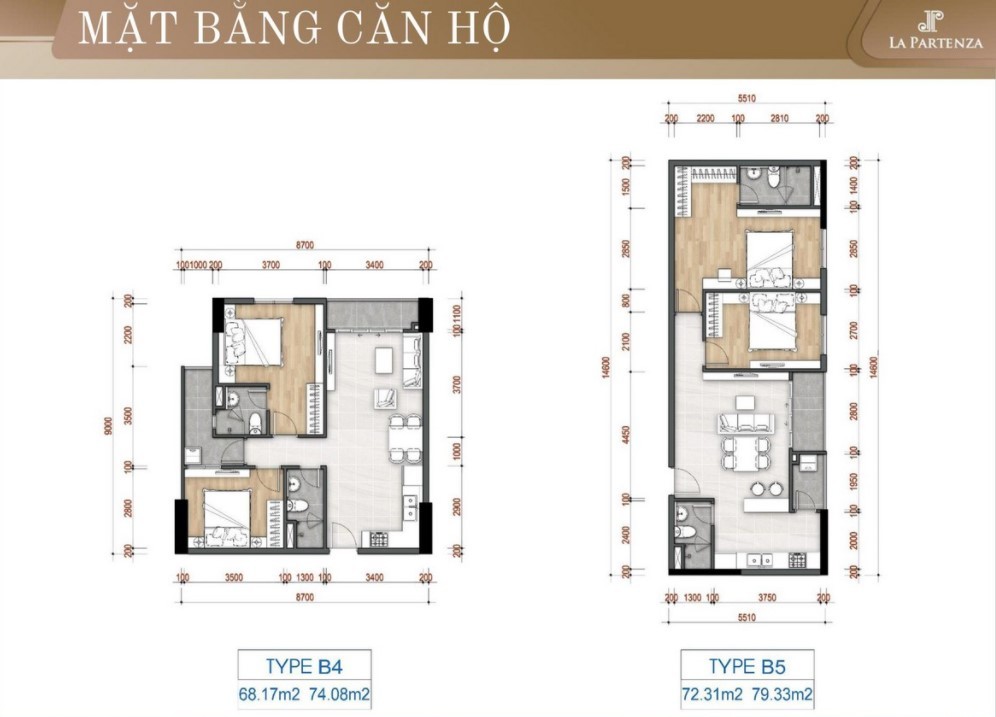 
Mặt bằng căn hộ 2 phòng ngủ + 2 nhà vệ sinh-2
