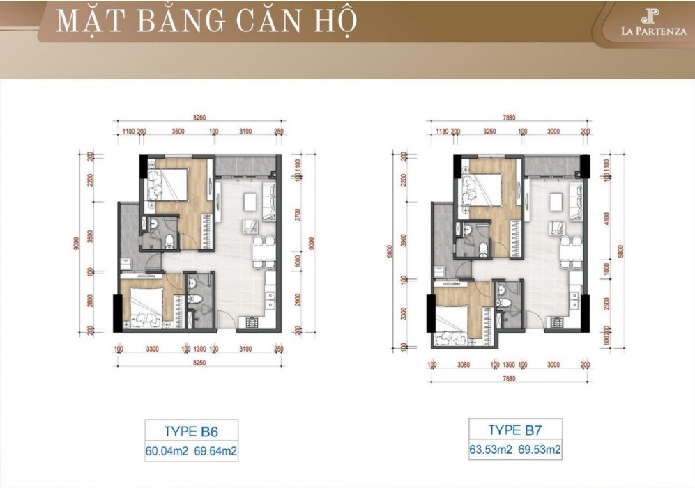 
Mặt bằng căn hộ 2 phòng ngủ + 2 nhà vệ sinh-3
