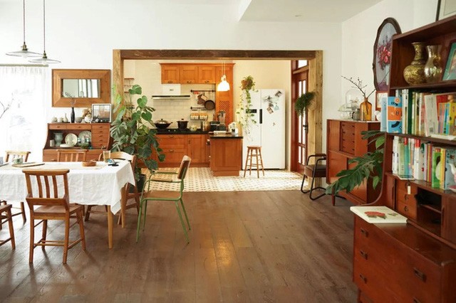
Nội thất phòng bếp sử dụng chủ yếu là gỗ tự nhiên
