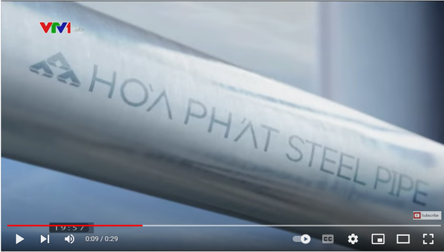
Hình ảnh được cắt từ video quảng cáo ống thép Hoà Phát năm 2017. Nguồn: Youtube
