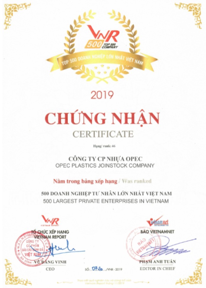 
Công ty vinh hạnh lọt top 500 doanh nghiệp lớn nhất Việt Nam cùng nhiều giải thưởng khác
