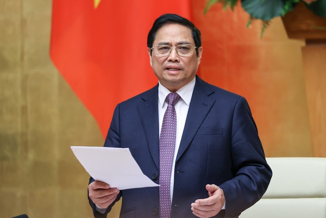 
Thủ tướng Phạm Minh Chính kết luận phiên họp thường kỳ tháng 3/2022 của Chính phủ. Ảnh VGP
