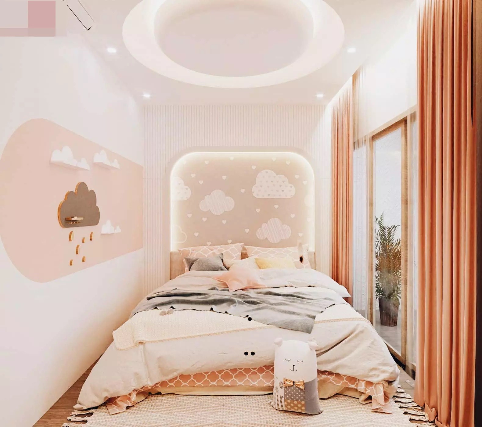 
Phòng ngủ với gam màu hồng pastel cực kỳ dễ thương dành cho bé gái
