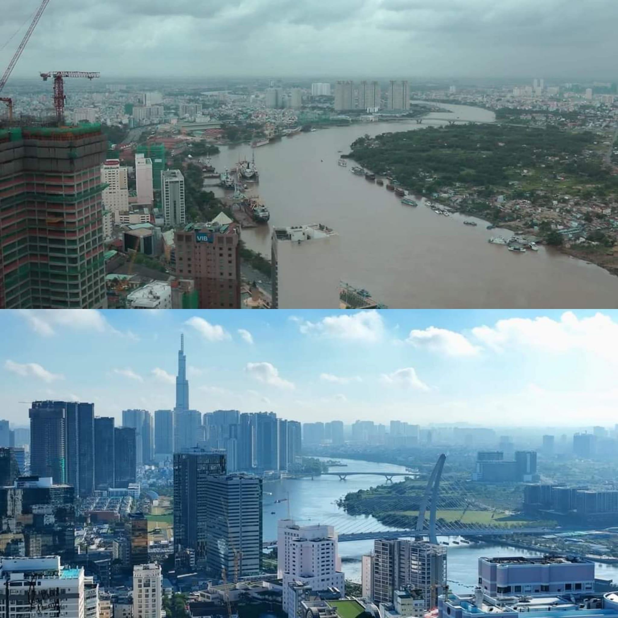 
Hình ảnh so sánh sự thay đổi diện mạo đô thị ven sông TP. Hồ Chí Minh trong 10 năm (2012-2022). Nguồn ảnh: HVP tv
