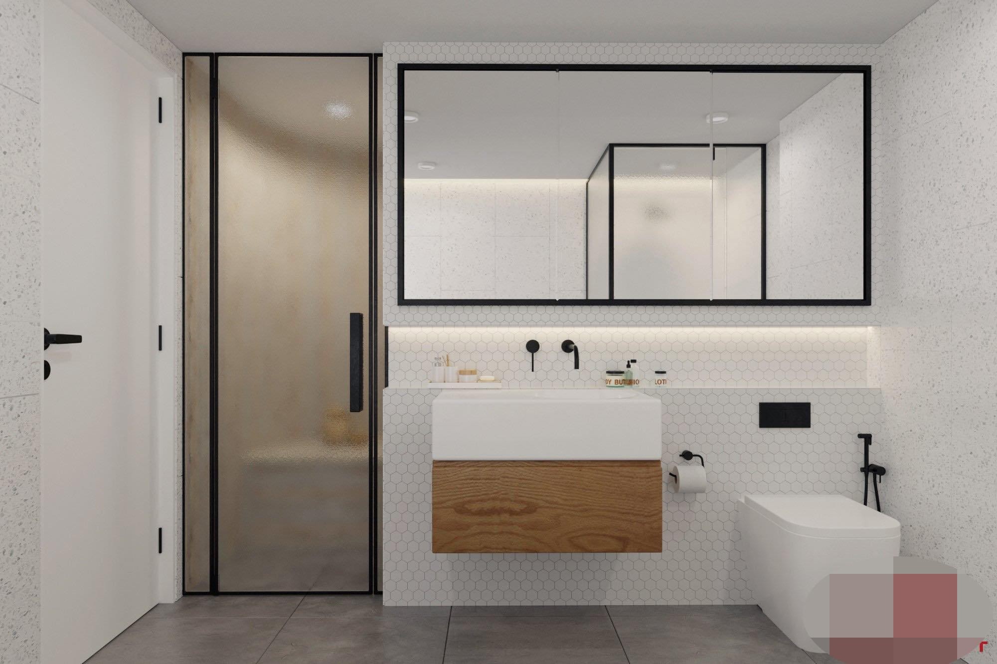 
Một phòng tắm khác trong nhà được thiết kế cả vách tắm đứng và bồn tắm tròn
