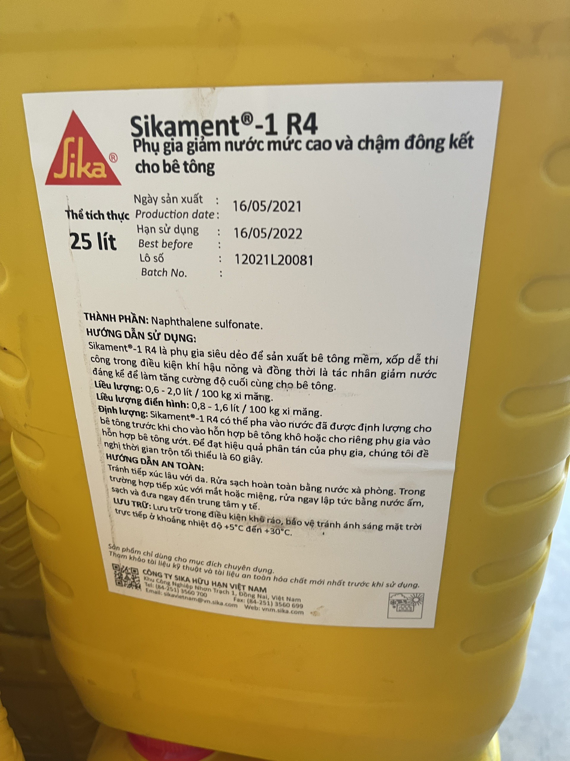 
Sikament R4 là chất phụ gia có hiệu quả cao trong việc kéo dài thời gian ninh kết bê tông
