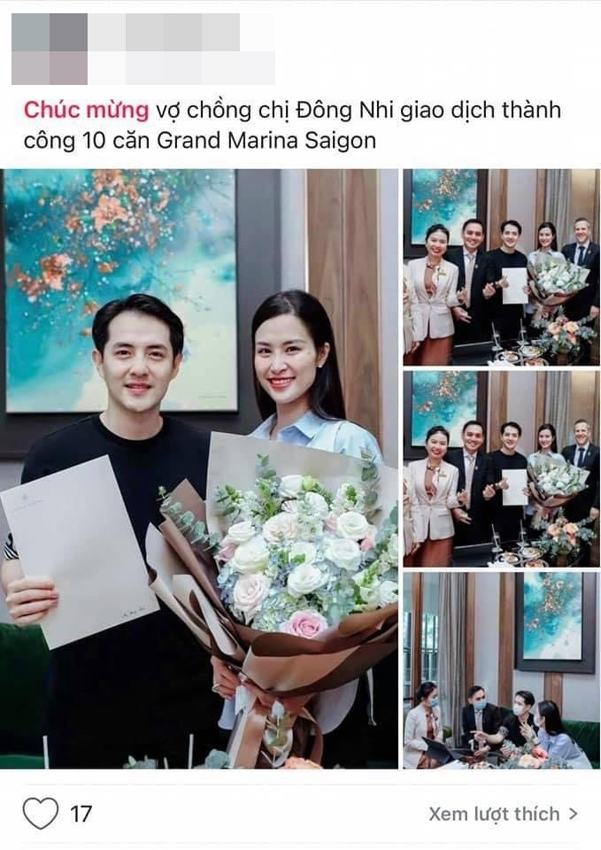 
Giữa tháng 5/2021, mạng xã hội được phen bất ngờ khi một số nhân viên môi giới đã chia sẻ thông tin về việc vợ chồng Đông Nhi và Ông Cao Thắng đã mua thành công 10 căn hộ hàng hiệu tại dự án Grand Marina, Saigon
