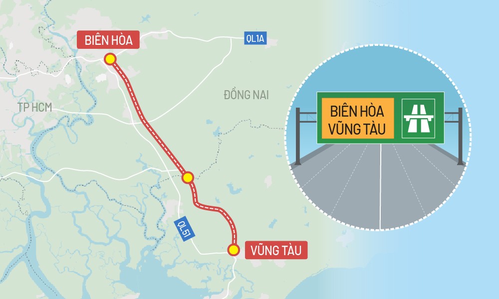 
Sơ đồ dự án cao tốc Biên Hòa - Vũng Tàu.
